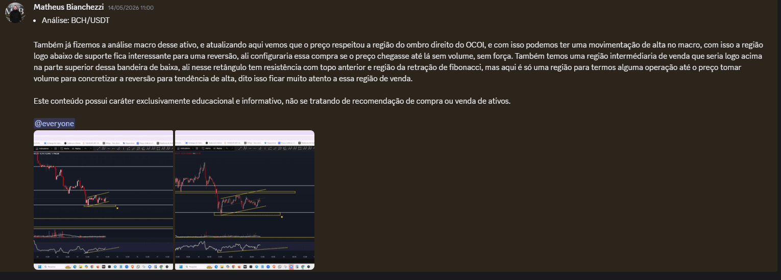 Análise de mercado compartilhada por Matheus na comunidade do Método MSB