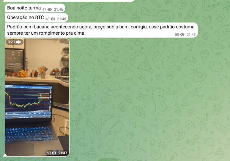 Conteúdo real compartilhado na Comunidade MSB no Telegram